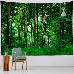 Tapestries Dome Cameras Customizable Nature Scenery Bohemian Style Tropical Plants Home Art Background Fabric Decoration Blue Sky and Forest Tapestry R230714