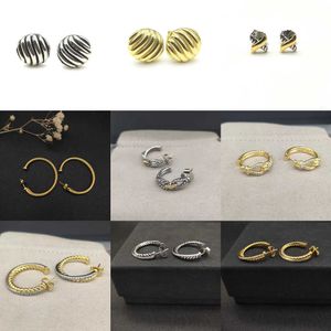 Designer Dy Gold Hoop Earring S runda öronstuds Populära studörhängen för kvinnor Sterling Sier Trendy 2023 Retro Twist Pearl Diamond Brand