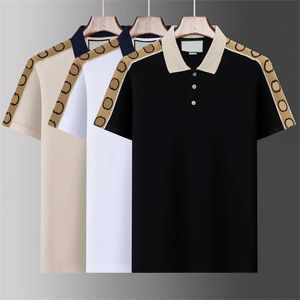 Męska luksusowa koszula polo swobodna męska koszulka serpentynowa alfabet druk haft haft moda High Street Męska koszulka-3xl