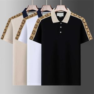 Camisa Polo Masculina Luxuosa T-shirt Casual Masculina Estampa do Alfabeto Serpentina Bordado Moda T-shirt Masculina High StreetM-3XL