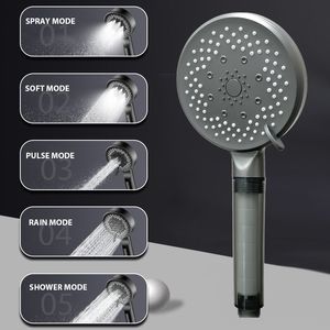 Other Faucets Showers Accs 5 Modes Large Panel Water Saving Shower Head Adjustable High Pressure Water Massage Shower Head With Filter For Bathroom 230714