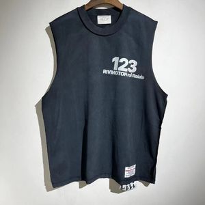 Canottiere da uomo ss Top Quality 123 T-shirt senza maniche lavate Casual Graffiti Vest Tshirt Crop Streetwear Abbigliamento Abbigliamento donna 230714