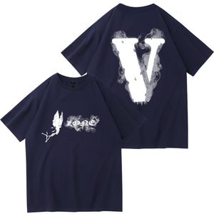 camiseta grande vlone pop smoke designer camisa masculina moda verão shorts moletom feminino famoso calças curtas unissex letras impressas masculinas praia camisetas tamanho S-3XL