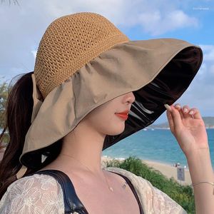 Boinas 2023 Ins Summer Wide Bucket Hat Cowboy Women Outdoor Fishing Hiking Beach Hats respirável anti UV Sun Cap aba larga