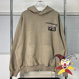 Erkek Hoodies Patchwork Khaki RRR123 Hoodie Erkek Kadın Ağır Kumaş RRR 123 Külkü Kapüşonlu