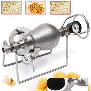 Doppia caldaia Mini macchina per popcorn a manovella vecchia Macchina per friggere mais ad alta pressione con riso soffiato 230714