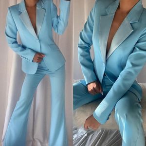 Calça de duas peças feminina flare terno jaqueta 2 peças mulheres definem smoking formal para festas de casamento bair blazer slim fit manga longa um botão