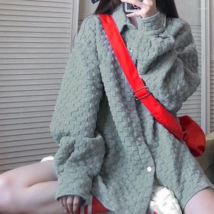 Kvinnors dike rockar japansk lös våffla jacka kvinnor stand-up krage varm bomullsskjorta 2023 chic retro damer casual