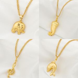 Pendant Necklaces Elephant Dolphin With 40cm Chain 18k Gold Plated Copper For Women Men Fashion Necklace Daily Wear Small Size