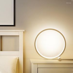 Lampy stołowe LED Okrągły okrągła lampa biurka nocna 25 cm dekoracja sypialni do salonu