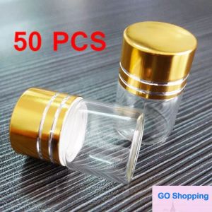 Transparente Lot kleine 5 ml (22 x 30) leere Glasflaschengläser mit vergoldetem Schraubverschluss (Deckel) für ätherisches Öl, 50 Stück
