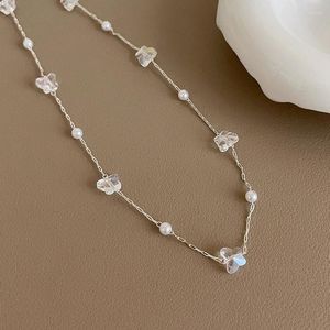 Choker Minar Chic Transparent żywica akrylowa Symulowana Pearl Strand Strand wisiorek dla kobiet biżuteria ślubna