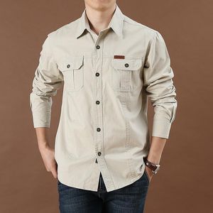 Coletes de algodão puro camisa casual masculina oversize solto manga longa camisas de carga roupas masculinas de alta qualidade sólida camisa de ferramentas 6xl 388