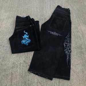 Kadınlar kot pantolon kadın harajuku hip hop kafatası grafik büyük boy y2k siyah denim pantolonlar erkek gotik geniş pantolon sokak kıyafetleri 230715