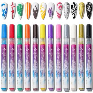 Smalto per unghie 12 Pz / set Impermeabile Nail Art Graffiti Penna Linee astratte Fiore Schizzo Strumenti per il disegno Pittura per unghie Strumenti per fiori per unghie fai-da-te 230715