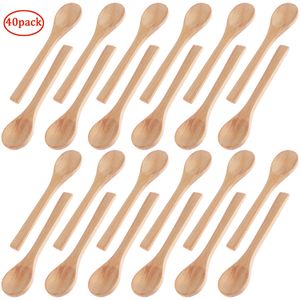Spoons 40Pcs Bamboo Jam Spoon Baby Honey Coffee Delicate Kitchen Using Condiment Small scoop 5128 Inches Teaspoon 230714