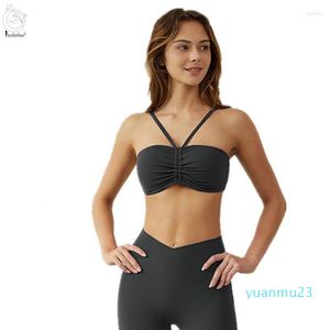 Yoga outfit Yushuhua Halter Fold BH Top Woman Beauty Back Fitness Run Bras Gym Push Ups Sports Underwear Women's Sportswear