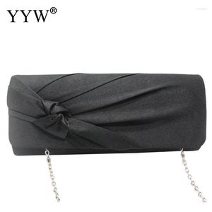 Evening Bags Silk Box Pleat Clutch Bag 2023 Jewelry Shoulder With Chain Party Women Over Purse Clutches