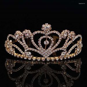 Haarspangen Mode Gold und Silber Farbe Strass große Krone Tiaras Braut Kopfschmuck Bühnenzubehör