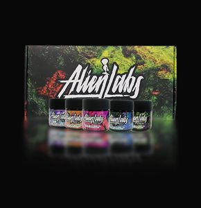 Empty 3.5Gram Flower Glass Jar Alienlabs Packaging Black Clear Glass With 32 COUNT Master Boxes Y2K Gemini Sticker Labels