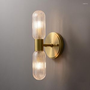 Wandleuchten Nordic Led Lampe Kupfer Glas für Wohnzimmer Nacht Korridor TV Dekor Lichter modernes Zuhause Badezimmer Spiegel Licht
