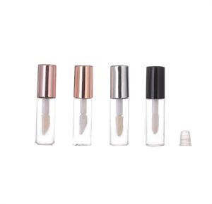 1,2 ml transparente Kunststoff-LipGloss-Röhrchen Verpackungsflaschen Lippenröhrchen Lippenstift Mini-Probenkosmetikbehälter mit Roségoldkappe JL1583