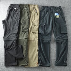 Herrenhose 2023 Cargo Sommer Schnell trocknend Doppelt verwendet Elastische Taille Abnehmbare Füße Lose Gerade Wasserdichte Hose 230715