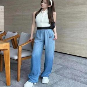 Summer Women's Jeans Pants Designer Letter Patches High Waist Wide Leg Trousers Fashion Hiphop Denim Pant