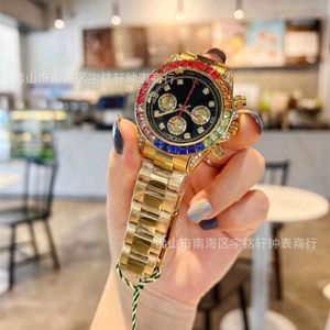 Pinça de mercado de relógios R olax líder mundial multifuncional masculina de negócios moda de precisão aço quartzo arco-íris com caixa de presente