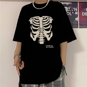 Kadın Tshirt Hip Hop Komik Grafik İskelet Kemik Baskı Tişört Menwomen Punk Vintage Unisex Büyük Boy Sokak Giyim Erkek Giyim Tshirt Üstler 230715