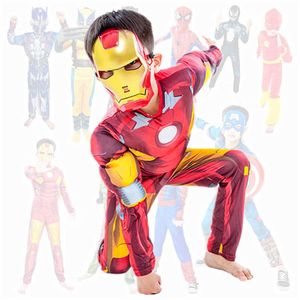 4-12Y Kids Iron Ma Spider Boy Superhero Muscle Costume Criança Halloween Cosplay Luva Presente Q0910213v