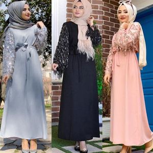 Etnisk klädsekvens Tassel Abaya Dubai Muslim Hijab Dress Abayas för kvinnor Kaftan Caftan Islamiska turkiska klänningar Robe Femme Clo2967