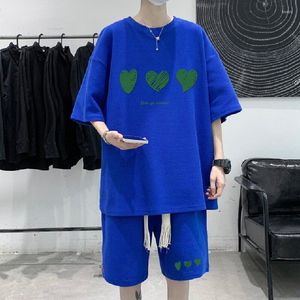 Erkeklerin Trailtsuits Erkek Kadın Sokak Giyim Şortları Setleri Yaz Kore Moda Takımları 2023 Erkek Kıyafet 2 Parça Set Takım Kıyafetleri