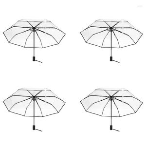 傘4x透明な傘自動女性男性太陽雨の自動コンパクトブラックボーダー
