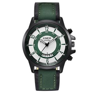 XINEW Uhr Männer Mode Sport Grün Uhren Leder Band Auto Datum Quarz Armbanduhren Männer Montre Homme Reloj Hombre