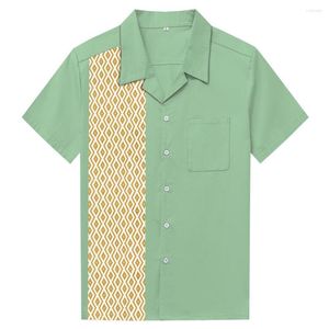 Men's Casual Shirts 1950s Rockabilly Shirt Men Vintage Cotton Punk Rave Tops Short Sleeve Hip Hop Dress Clothes Steampunk