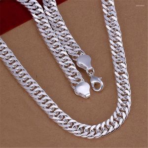 Chains Silver Color Mens 10MM Women Solid Chain Wedding Noble Necklace Fashion Jewelry Charms Gifts Stamped