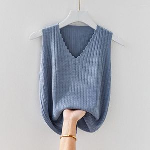 Kobiety damskie dzianinowe okrągły szyję kamizelka seksowna bez rękawów Camisole Crop Top Kobieta ciasna rozciąganie jedwabne lodowe damskie tee streetwear g09