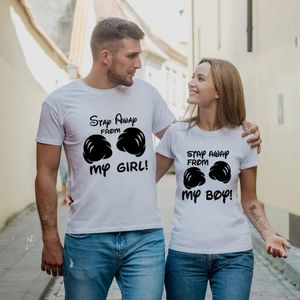 Herren-T-Shirts Seeyoushy Paar-Kleidung passendes Set „Stay Away From My Girl Boy“-Druck Valentinstag-Grafik-T-Shirts Streetwear 230715