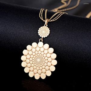 Pendant Necklaces 50mm Sunflower Necklace Vintage Women Long Jewelry 2023 Support Drop Orders