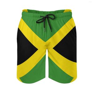 Pantaloncini da uomo Pantaloni da spiaggia anime Giamaica Bandiera giamaicana Raggae Elastico allentato Vintage Hawaii Corsa con coulisse regolabile Breat