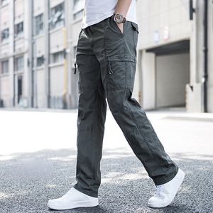 Men's Pants Big Size Cargo Trousers Straight Leg Work Pant Men Loose Fit Cotton Summer Wide Overalls Male Side Multi Pocket Large Size 230715