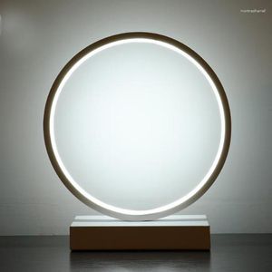 Bordslampor Modern cirkel LED -ljus Akryldisklamp