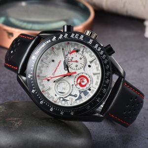 Omeg Wrist Watches for Men 2023 New Mens Watches All Dial Work Quartz Watch High Quality Top Luxury Brand Chronograph Clock Leather Belt Men Fashion 08