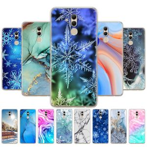 For Huawei Mate 20 Lite Case 6.3 Inch Silicon Soft Back Phone Cover Marble Snow Flake Winter Christmas