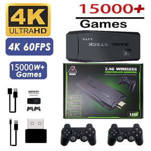 Portable Game Players M8 Video Game Console 64G Built-in 15000 Games TV Retro Game Console Emulator Game Stick 2.4G Double Wireless Controllers 230715
