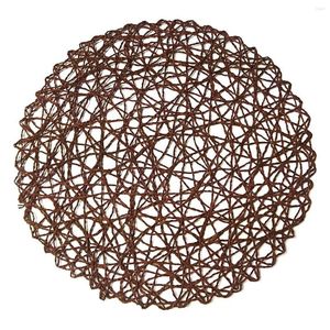 Table Mats Round Paper Fiber Woven Place Decorative Braided Natural Mat Holidays Parties Decor 15 Inch Set Of 12 (Coffe)