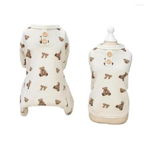 Dog Apparel Soft Pajamas T Shirt Cute Teddy Bear Bows Print Design Clothes For Small Medium Dogs Cat Costume Puppy Jumpsuit Onesie