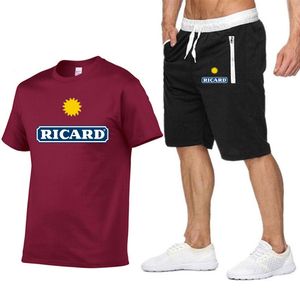 Mens Tracksuits Funny Ricard Men T Shirtbeach Shorts Två stycken Set Summer Cotton Tshirt Sportwear Streetwear Harajuku Tops 230715