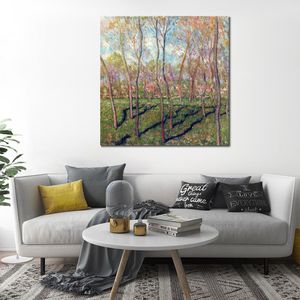 Impressionist Canvas Art Trees in Winter View of Bennecourt Claude Monet Oil Painting Handmade Landscape Modern Bedroom Decor